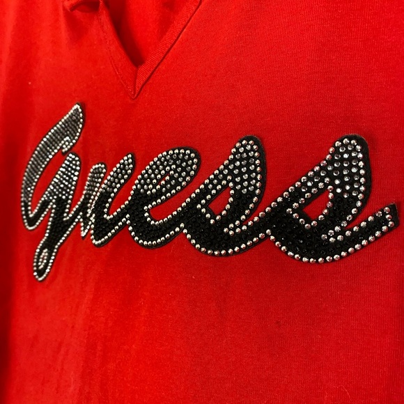 Guess Women's Red V-Neck Top Size Large - Picture 2 of 10
